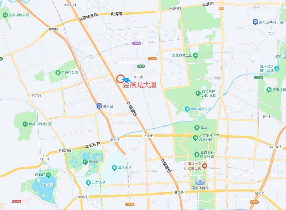 公司位置示意图：北京市海淀区西三旗金燕龙大厦，邻近京藏高速与北五环